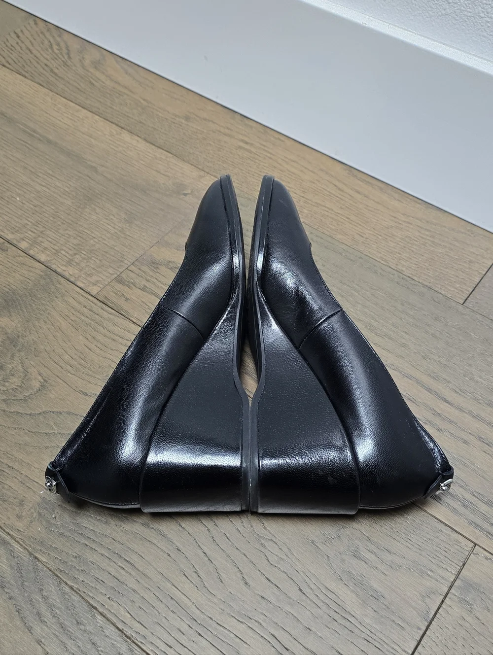 Aerosoles Aurora Leather Square Toe Wedge Pump in Black